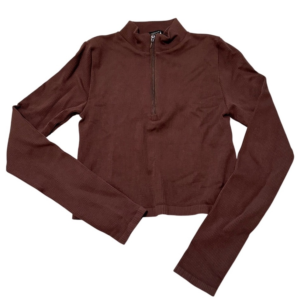 NWT Forever 21 Brown Knit Ribbed Long Sleeve Top